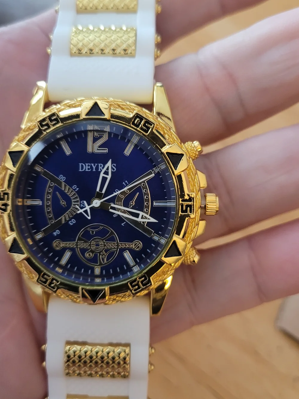 DEYROS Blue Dial Gold-Tone Watch
